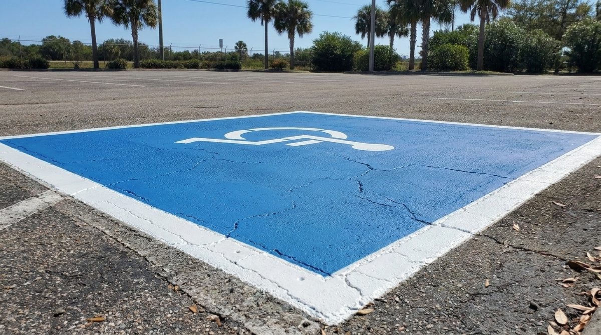 Freshly painted accessible parking space